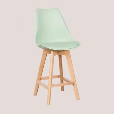 Pacco Di 2 Sgabelli Alti 65 Cm Con Cuscino In Similpelle Nordic Celadon - Sklum