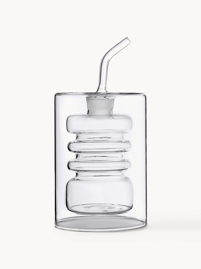 Distributore aceto e olio in vetro borosilicato fatto a mano Rings alt. 16 cm
