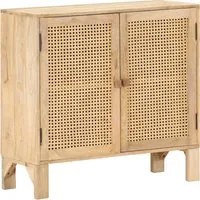 Credenza 80x30x73 cm Legno Massello di Mango e Canna Naturale 287742