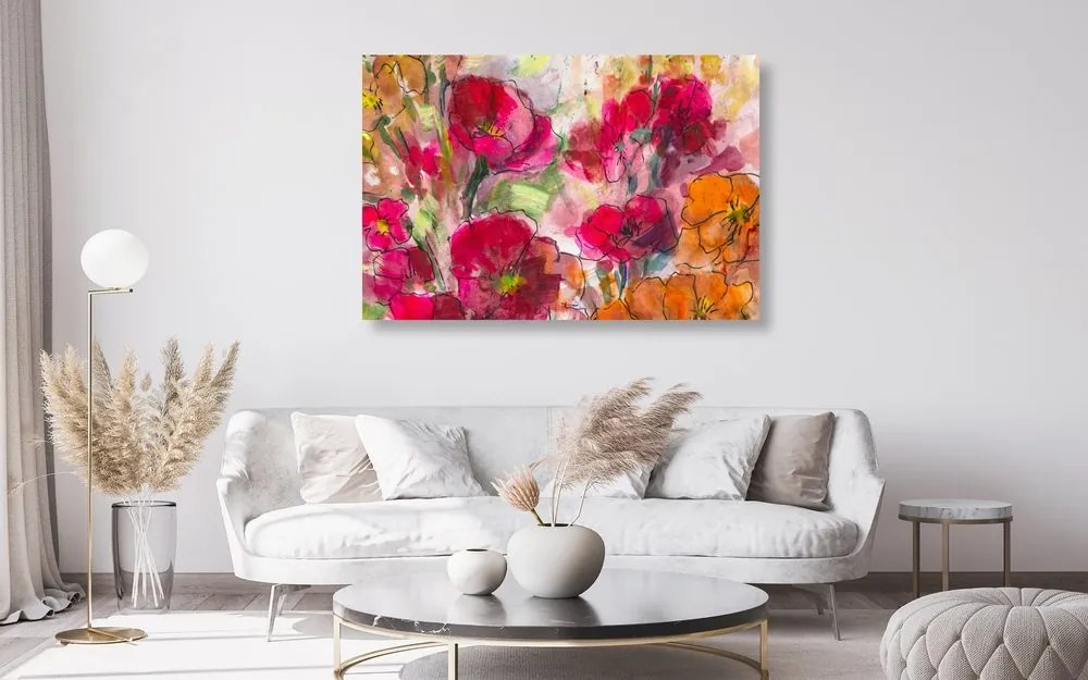 Quadro su tela – Natura morta floreale dipinta