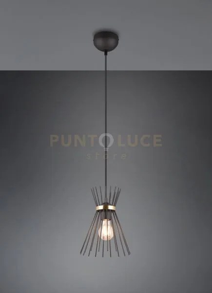 Rod sospensione bacchette di metallo nero e oro d. 20cm 1 luce atta...