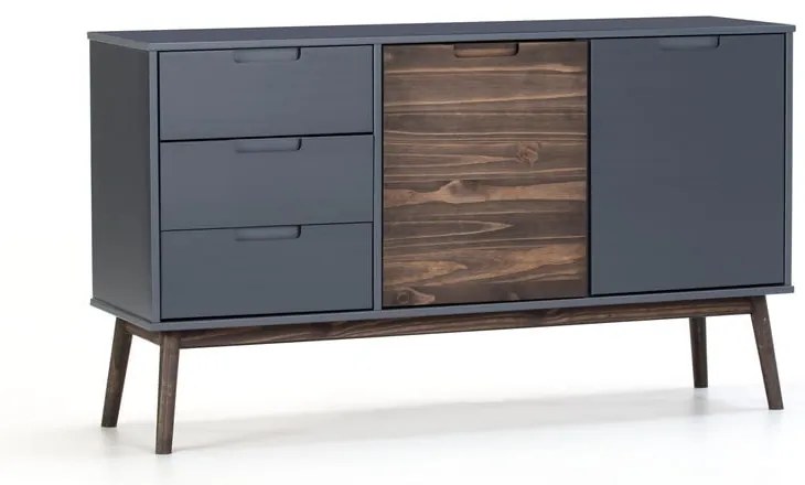 Cassettiera bassa in pino antracite/marrone scuro 140x80 cm Nussa - Marckeric