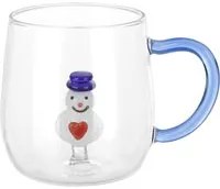 Tazza pupazzo neve blu 380 ml vetro borosilicato