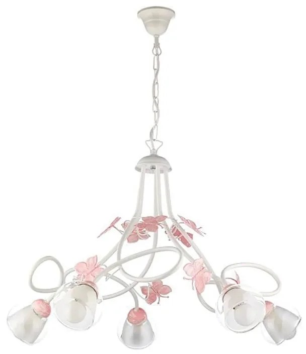 Lampadario Pop Butterfly rosa paralume rosa 5x E14