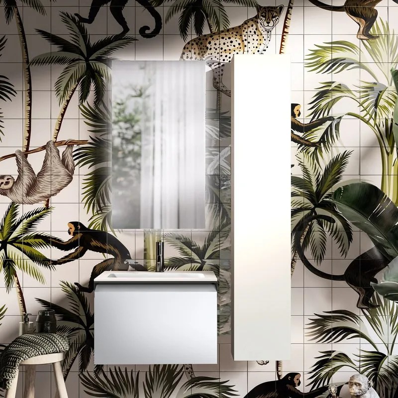 Mobile da bagno sospeso sotto lavabo L 59.5 x H 40 x P 45.5 cm bianco opaco, 1 cassetto Fusion