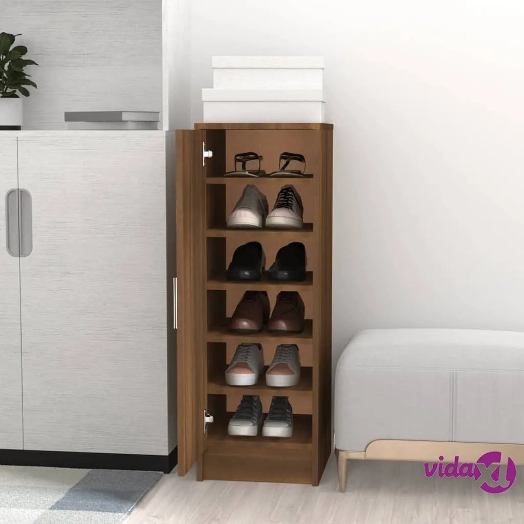 vidaXL Scarpiera Rovere Marrone 32x35x92 cm in Legno Multistrato