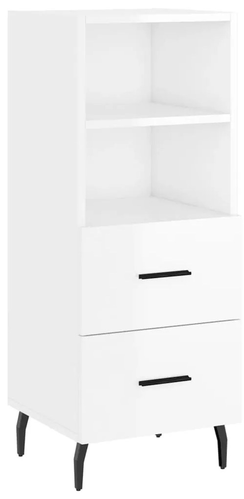 Credenza Bianco Lucido 34,5x34x90 cm in Legno Multistrato