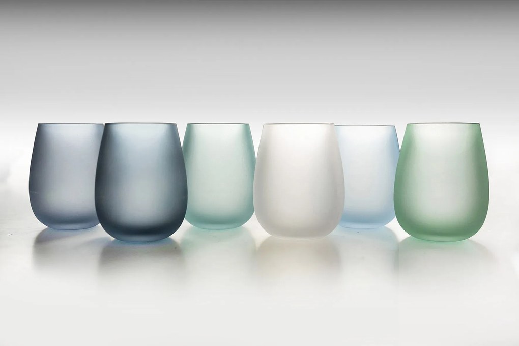 Set 6 Bicchieri Acqua Frosted in Vetro 500 ml VdE Tivoli 1996 Happy Hour...