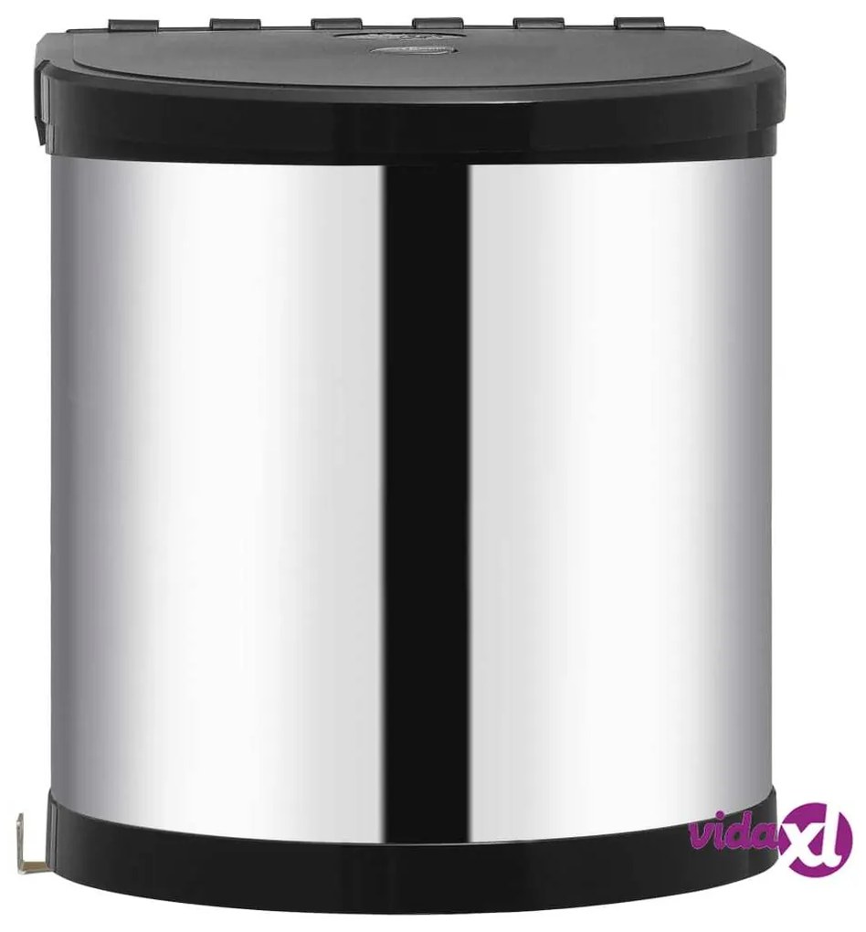 vidaXL Pattumiera da Incasso per Cucina in Acciaio Inossidabile 12 L