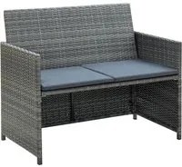 Divano da Giardino a 2 Posti con Cuscini Grigio in Polyrattan 43912