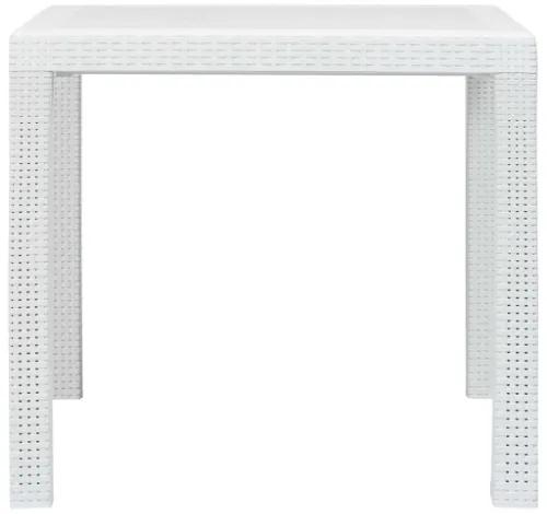Tavolo da Giardino Bianco 79x79x72 cm in Plastica Stile Rattan