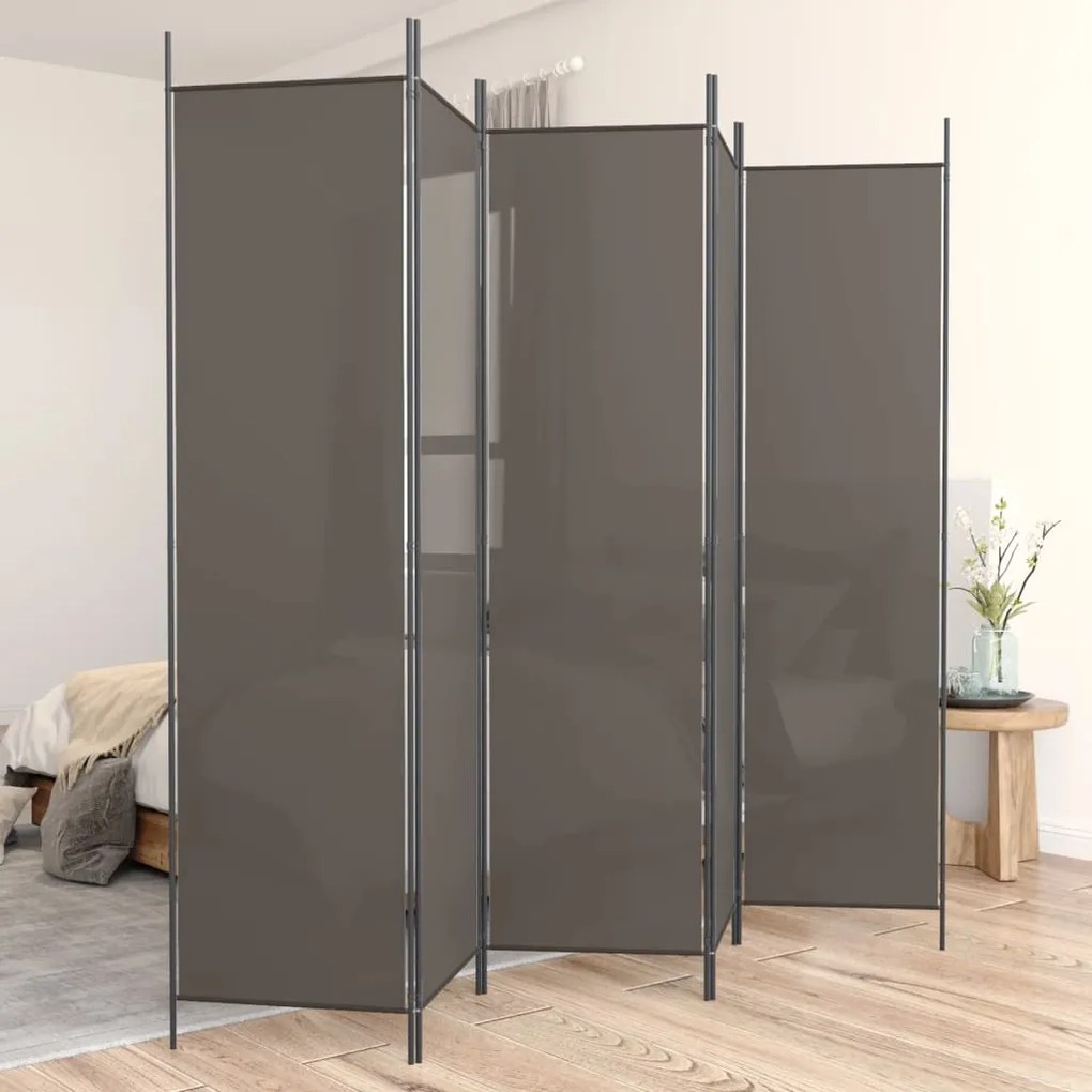Divisorio A 5 Pannelli Antracite 250x220 Cm Tessuto /