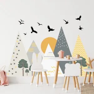 Adesivo da parete - Colline con sole al tramonto | Inspio