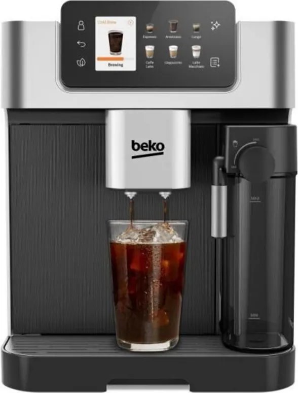 Beko - Macchina da caffè con macinino CEG7348X - 1350 w - 250g di chicchi - Nero / Argento
