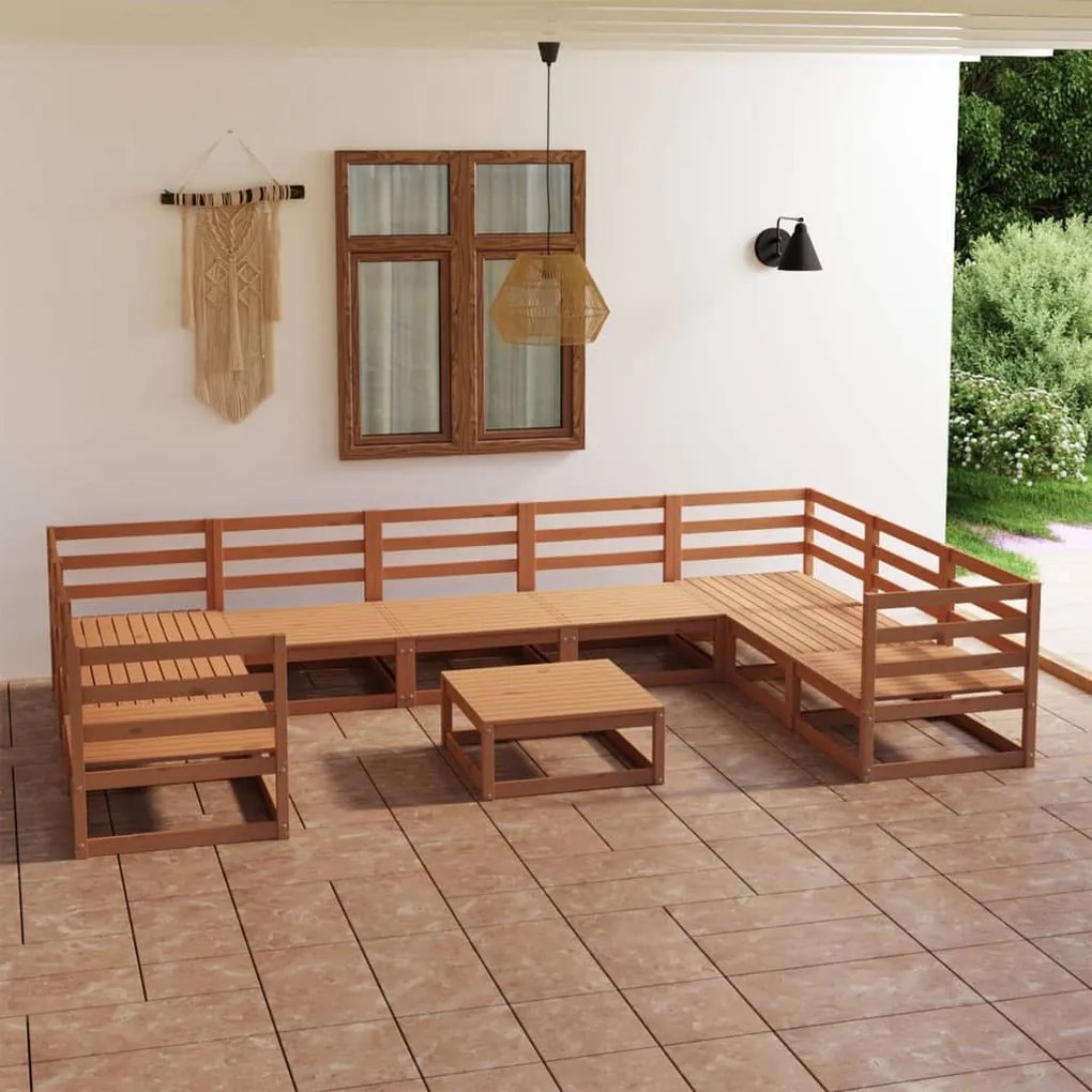 Set divani da giardino 10 pz in legno massello di pino