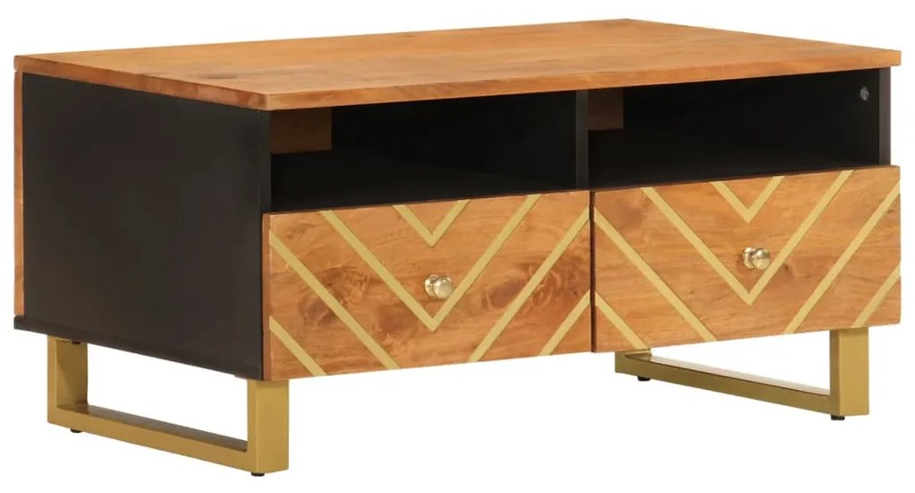 Tavolino da salotto marrone e nero 80x54x40 cm legno di mango