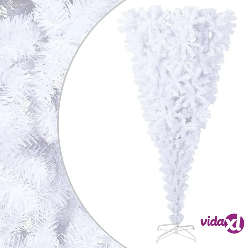 vidaXL Albero di Natale Artificiale Capovolto con Base Bianco 180 cm