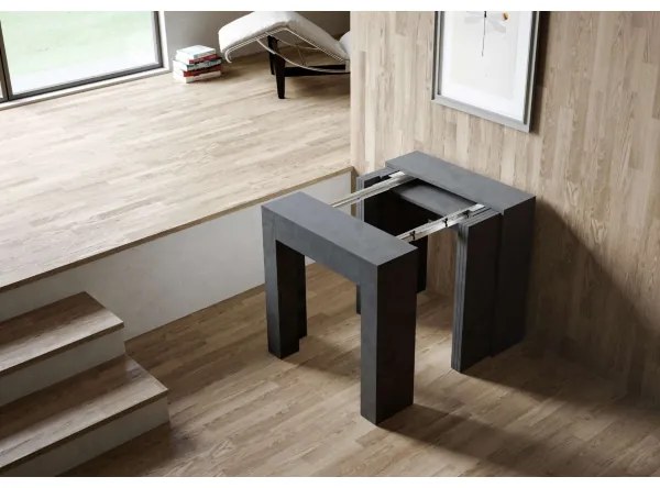 Consolle allungabile a 299 cm Allin Antracite spatolato 78x47 cm con allunghe Interne