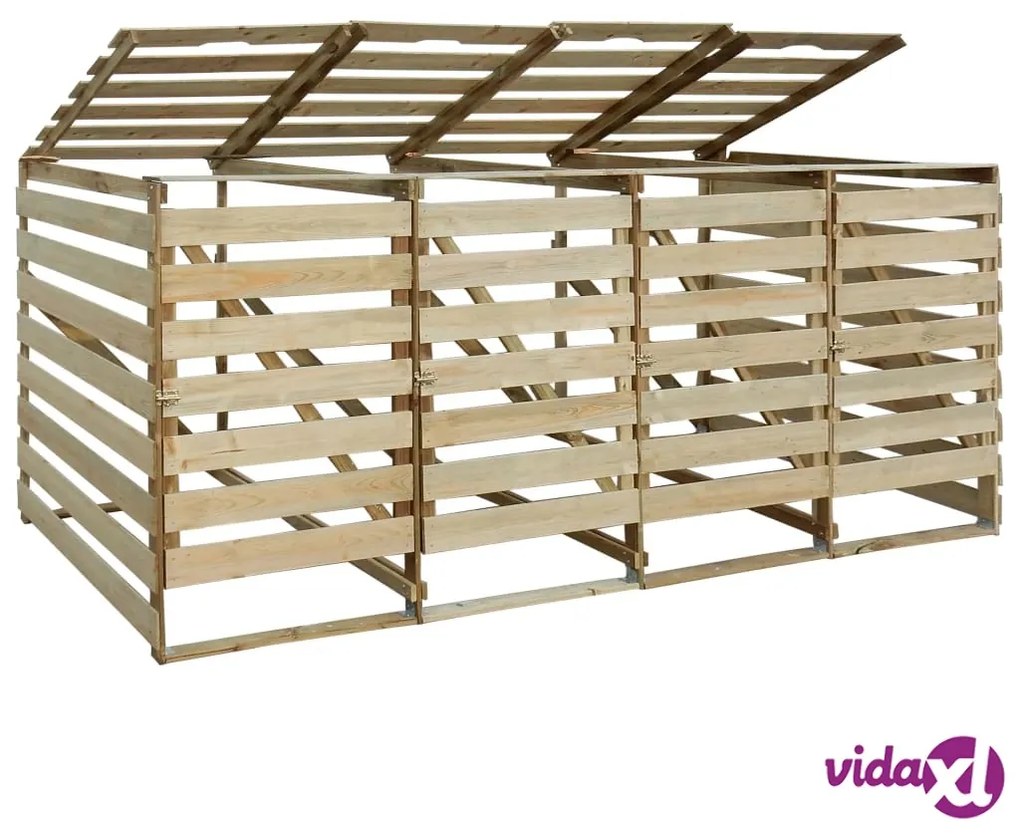 vidaXL Copribidone Quadruplo in Legno di Pino Impregnato 240 L