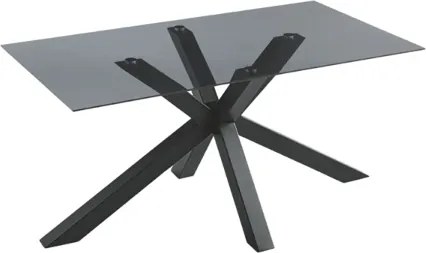 Tavolo da pranzo con piano in vetro Fumč e base in metallo 160x90 cm DANTE