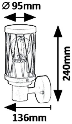 Rabalux 8888 - Applique da esterno BUDAPEST 1xE27/40W/230V IP44