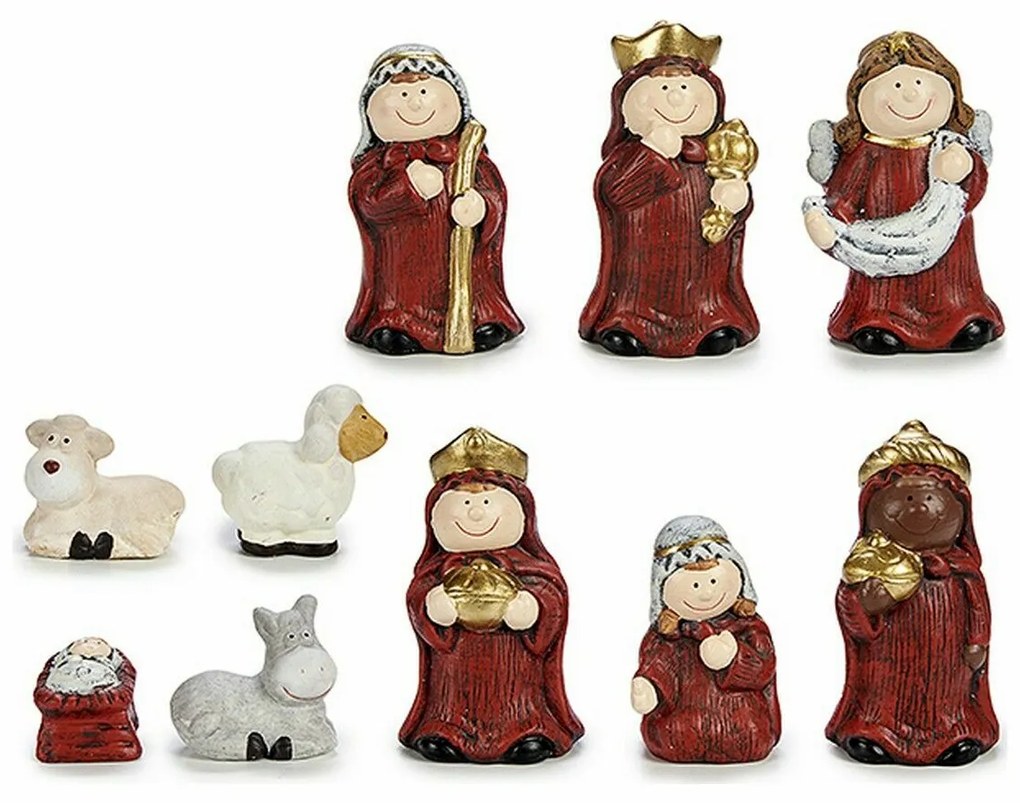 Set Statuina di natale Rosso Dorato Ceramica (4 Unità)