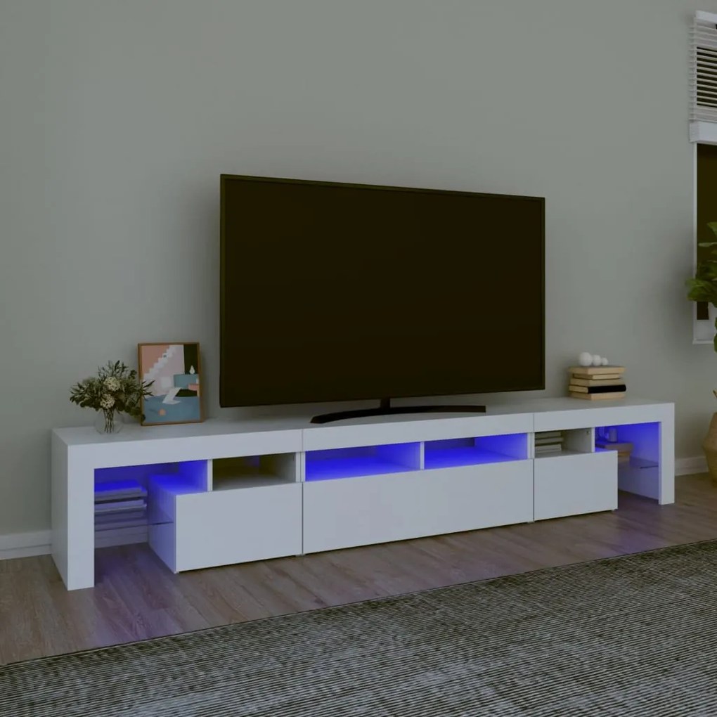 Mobile Porta Tv Con Luci Led Bianco 230x36,5x40 Cm /