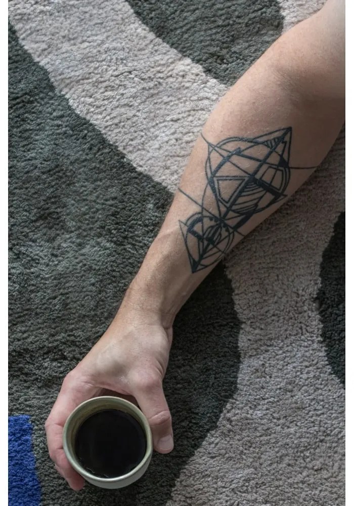 Tappeto in cotone lavabile verde scuro 50x80 cm Figura - Mette Ditmer Denmark