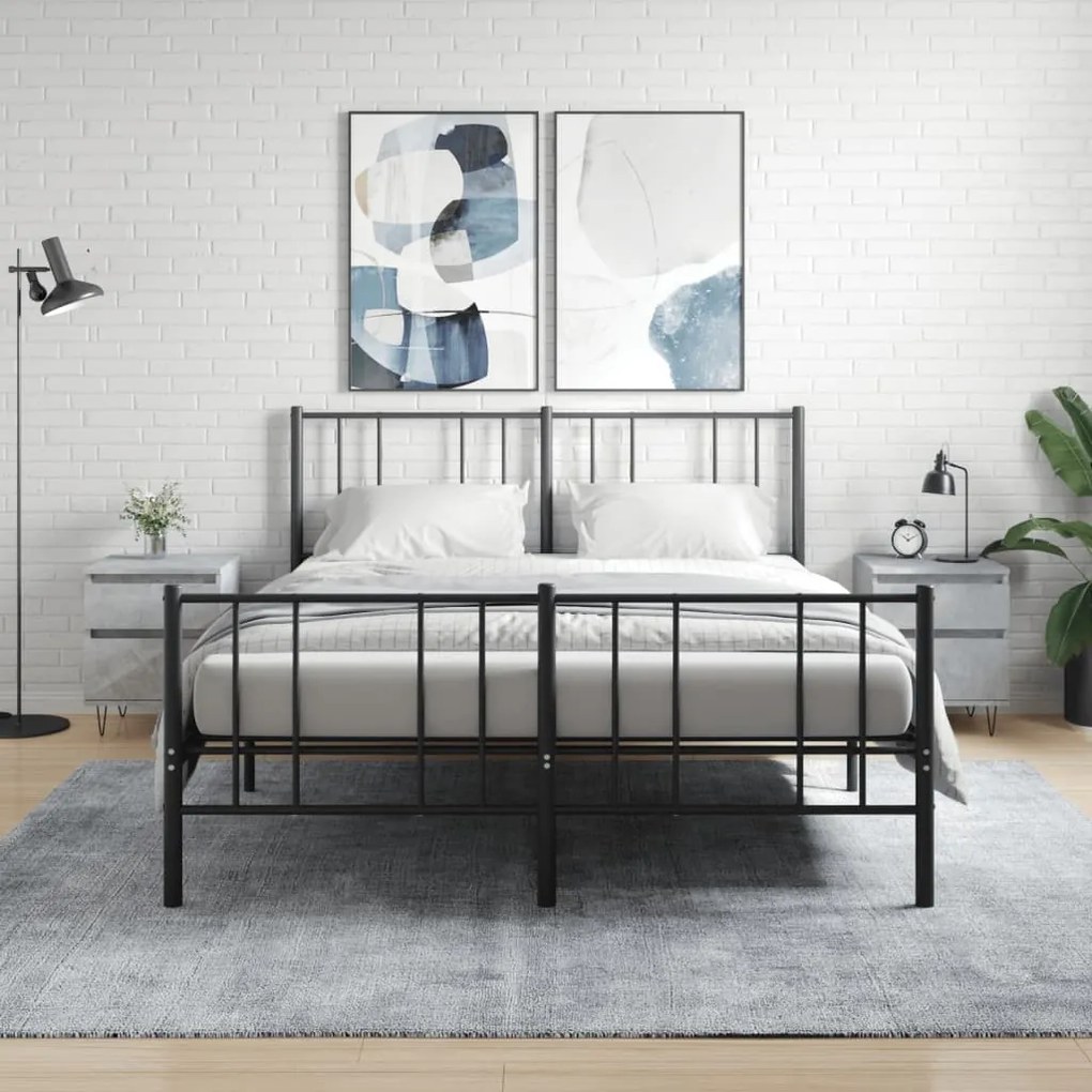 Comodini 2pz Grigio Cemento 40x35x50 Cm İn Legno Multistrato /