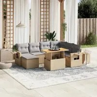 Set Divano da Giardino 8 pz con Cuscini Beige in Polyrattan 3271871