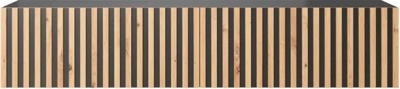 Mobile TV Sospeso Listellato 140 Cm Nero E Rovere Astra