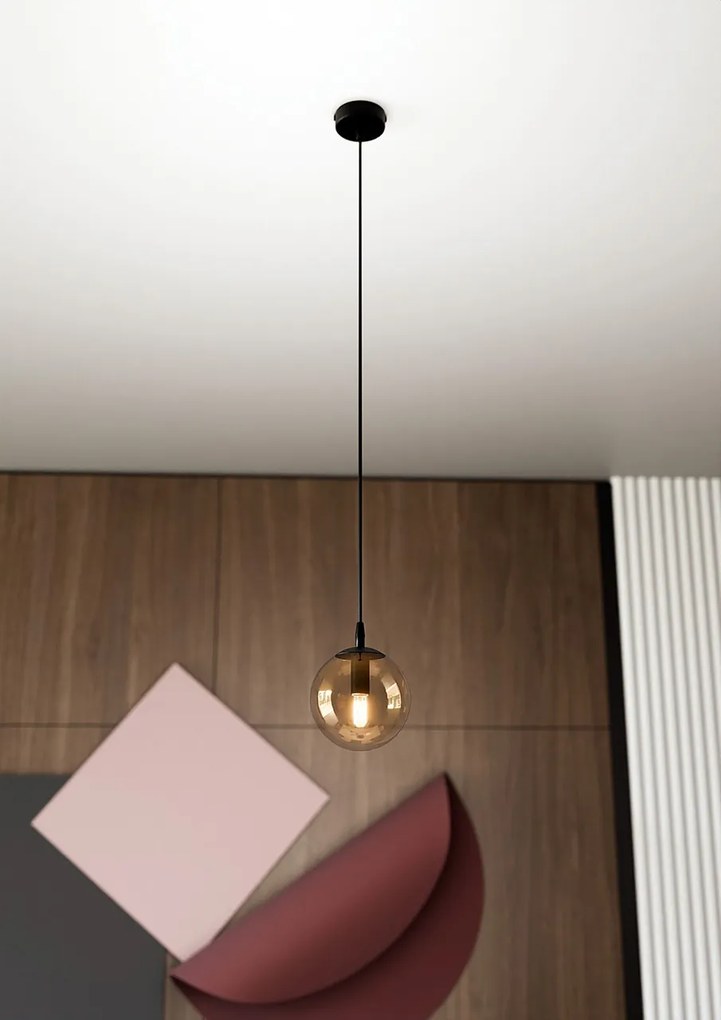 Lampada a sospensione COSMO 1 BL in acciaio e vetro E14