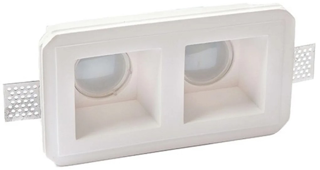 Portafaretto GU10 e MR16 in Gesso Pitturabile Rettangolare 118x213mm per Doppia Lampadina