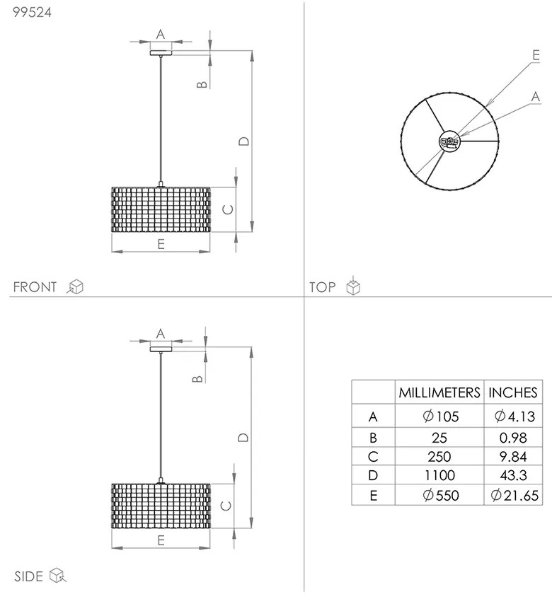 Lampadario Moderno Marasales 1 Luce Acciaio Nero