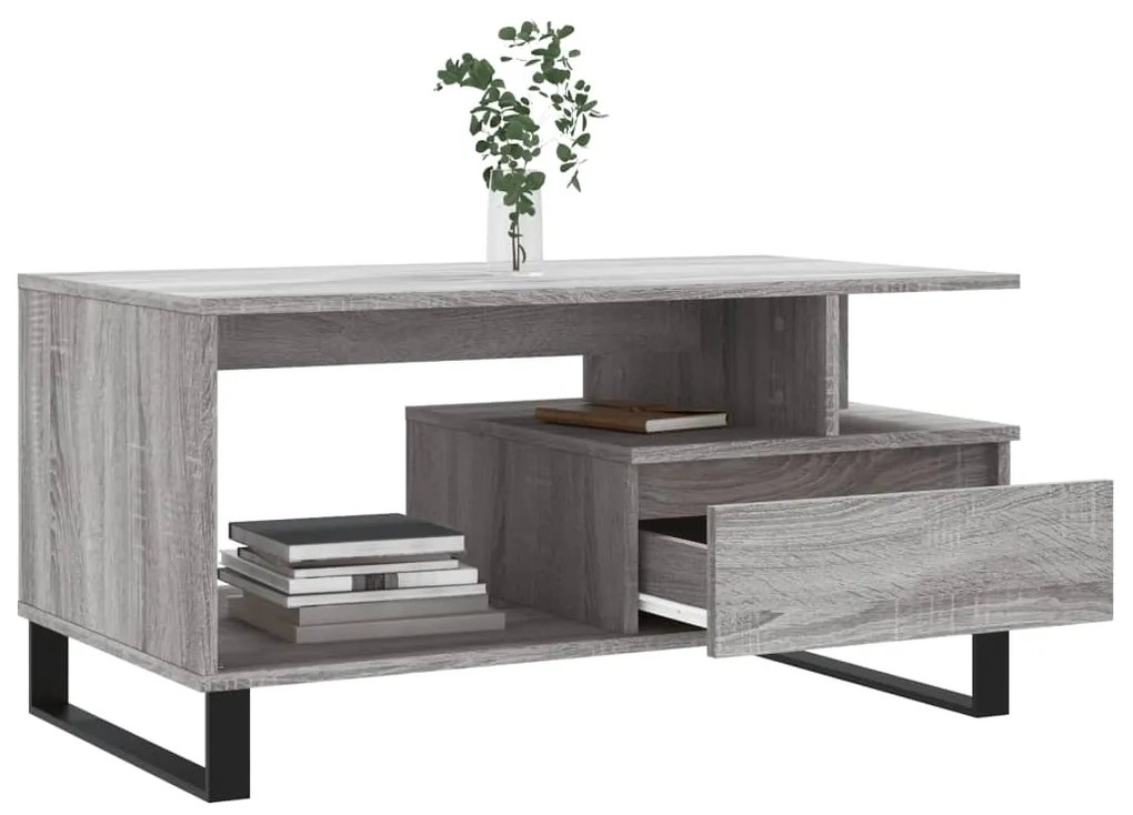 Tavolino da salotto grigio sonoma 90x49x45 cm legno multistrato