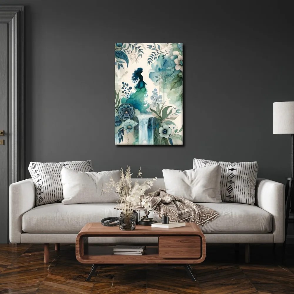 Quadro su tela – Fata vicino alla cascata