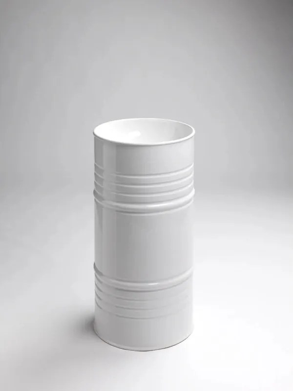 Lavabo da appoggio Artwork tondo in ceramica L 45 x H 90 x P 45 cm bianco lucido