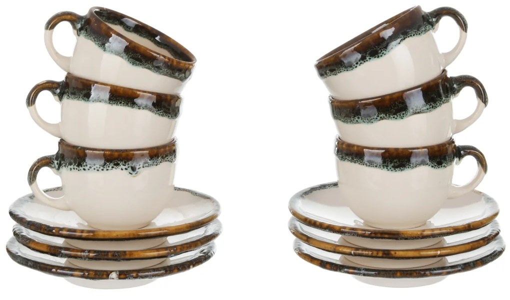 Set 6 tazzine caffè con piattino effetto acqua Ocean