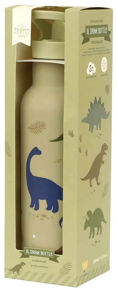 A Little Lovely Company - borraccia in acciaio inox, 500 ml - dinosauri