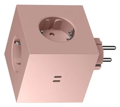 Avolt - Square 2 Socket Extender w/30W Dual USB-C Old Pink Avolt