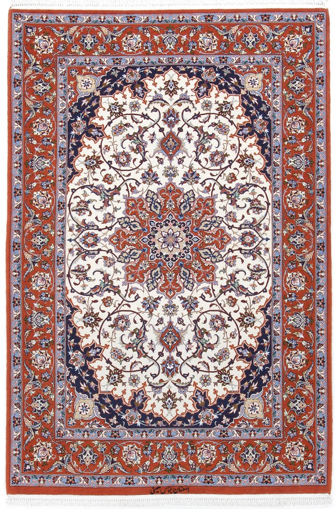 Isfahan Tappeto 170 x 110 (Iran) Annodato A Mano