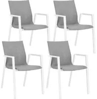 Set 4 Sedie da Giardino 55,5x60x83h cm con Braccioli Odeon Bianco Grigio