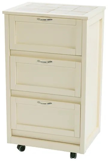 Carrello mobiletto con ante in legno a ribalta Avorio LANDHELL