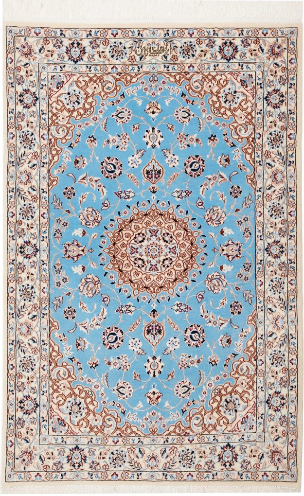 Nain Tappeto persiano 130x90 Blu (Iran) Annodato A Mano
