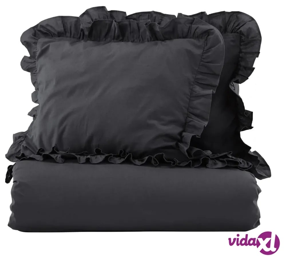 Venture Home Set da Letto Levi 220x240 cm Cotone Antracite
