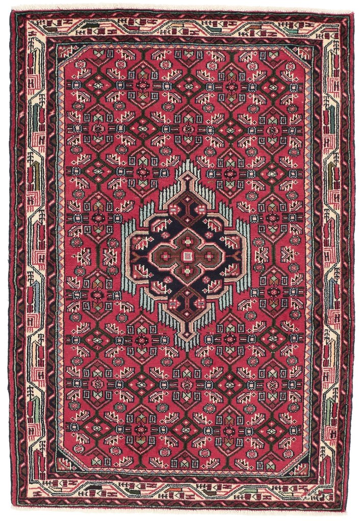 Hamedan Tappeto 160 x 110 Rosso (Iran) Annodato A Mano