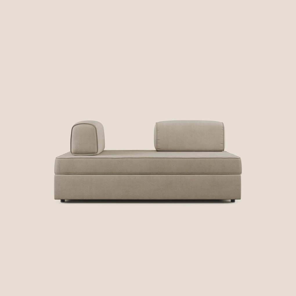 Liberty divano con pouf estraibile e schienali movibili in tessuto morbido impermeabile T02 beige