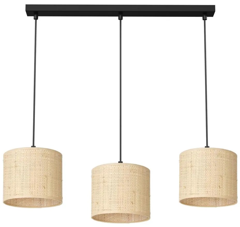Lampadario a sospensione con filo RATTAN 3xE27/60W/230V rattan