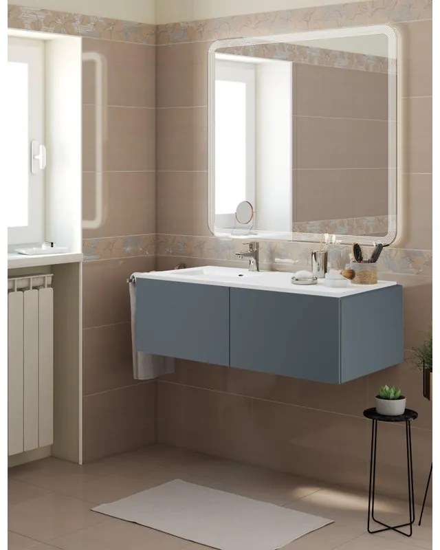 Mobile sottolavabo e lavabo Neo grigio scuro L 120 x H 32 x P 48 cm 1 vasca 2 cassetti