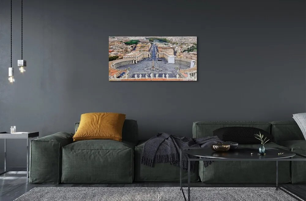 Quadro di vetro Panorama di piazza del vaticano a roma 100x50 cm